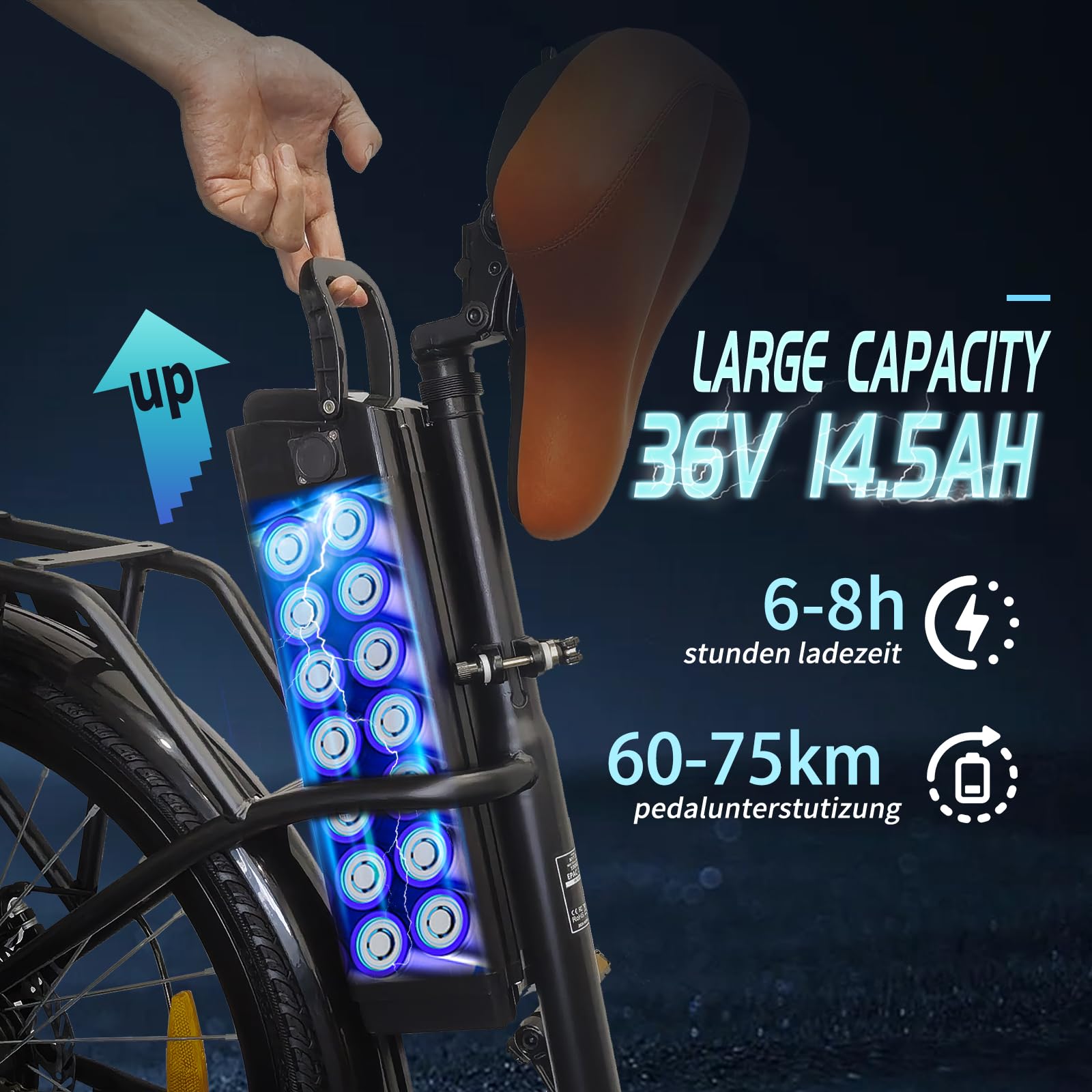 TTGO Bici Elettrica Donna 26 Pollici, Bicicletta Elettrica con 36V 14,5Ah Batteria Rimovibile, Max.100km con Display LCD, Biciclette Elettriche da Città con Cestino,C2 (Bianco)