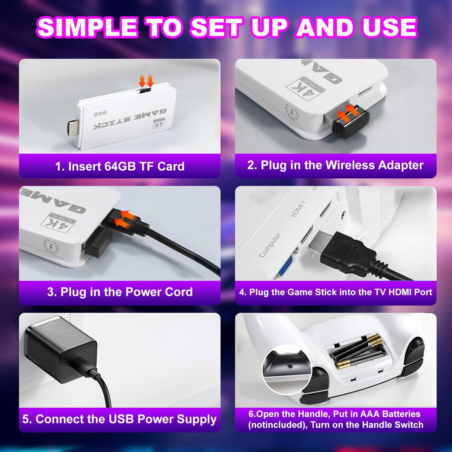 Upgrade Retro Konsole, Game Stick mit 20.000+ Klassikern, 2 Controller & Plug & Play HDMI für TV, Geschenkidee für Familie und Erwachsene (Weiß-Pro)