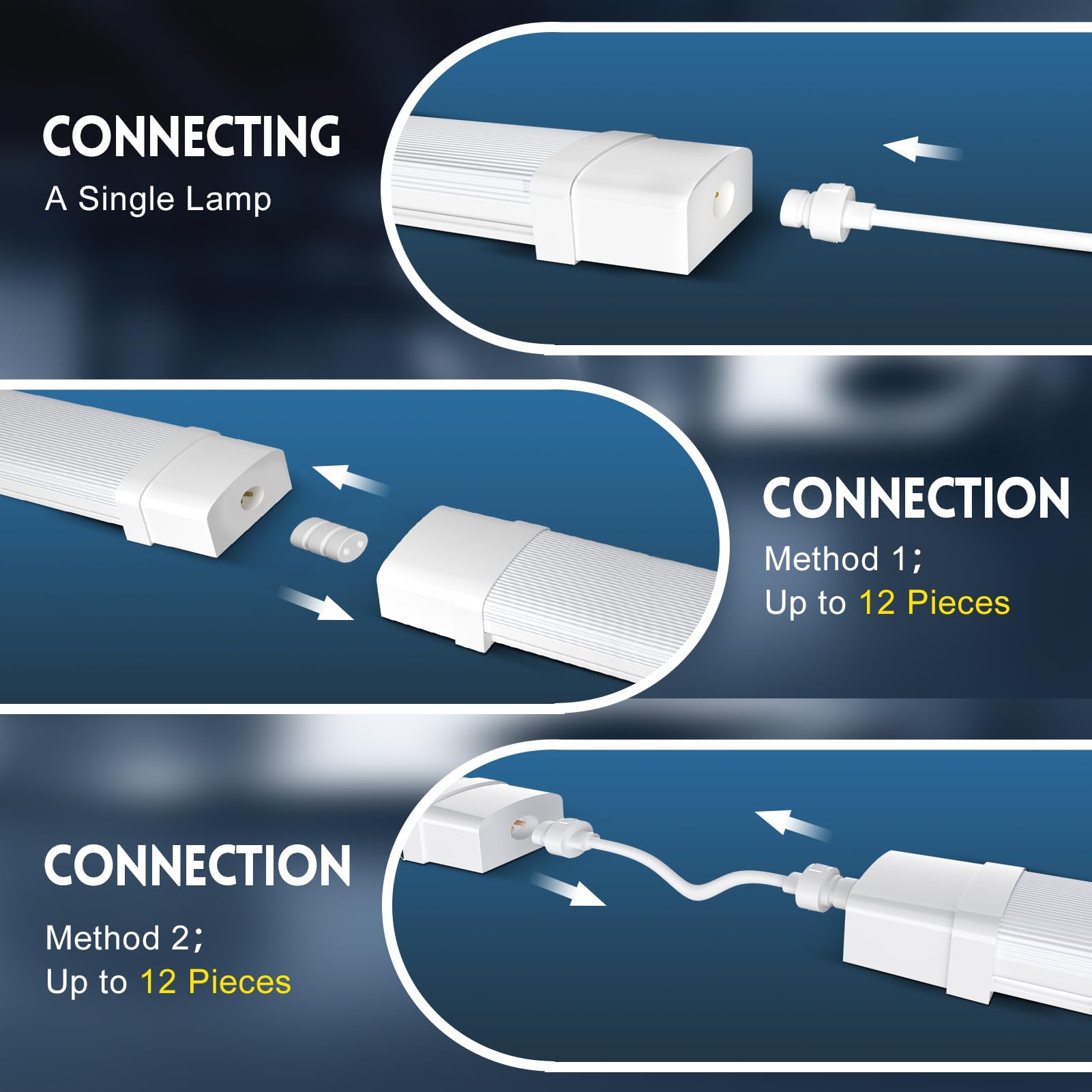 papasbox 4 Stück LED Feuchtraumleuchte 120cm | Leuchtstoffröhre 40W Röhre LED Werkstatt Deckenleuchte Lampe | 6500K Kaltweiß IP65 Wasserdicht Leuchtstofflampe für Keller Werkstatt Garage Küche