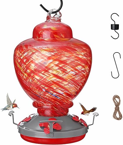 Miniatura 8 de Comedero para colibríes de 36 onzas, regalo para exteriores, a prueba de hormigas, impresionante comedero de pájaros de vidrio a prueba de fugas y