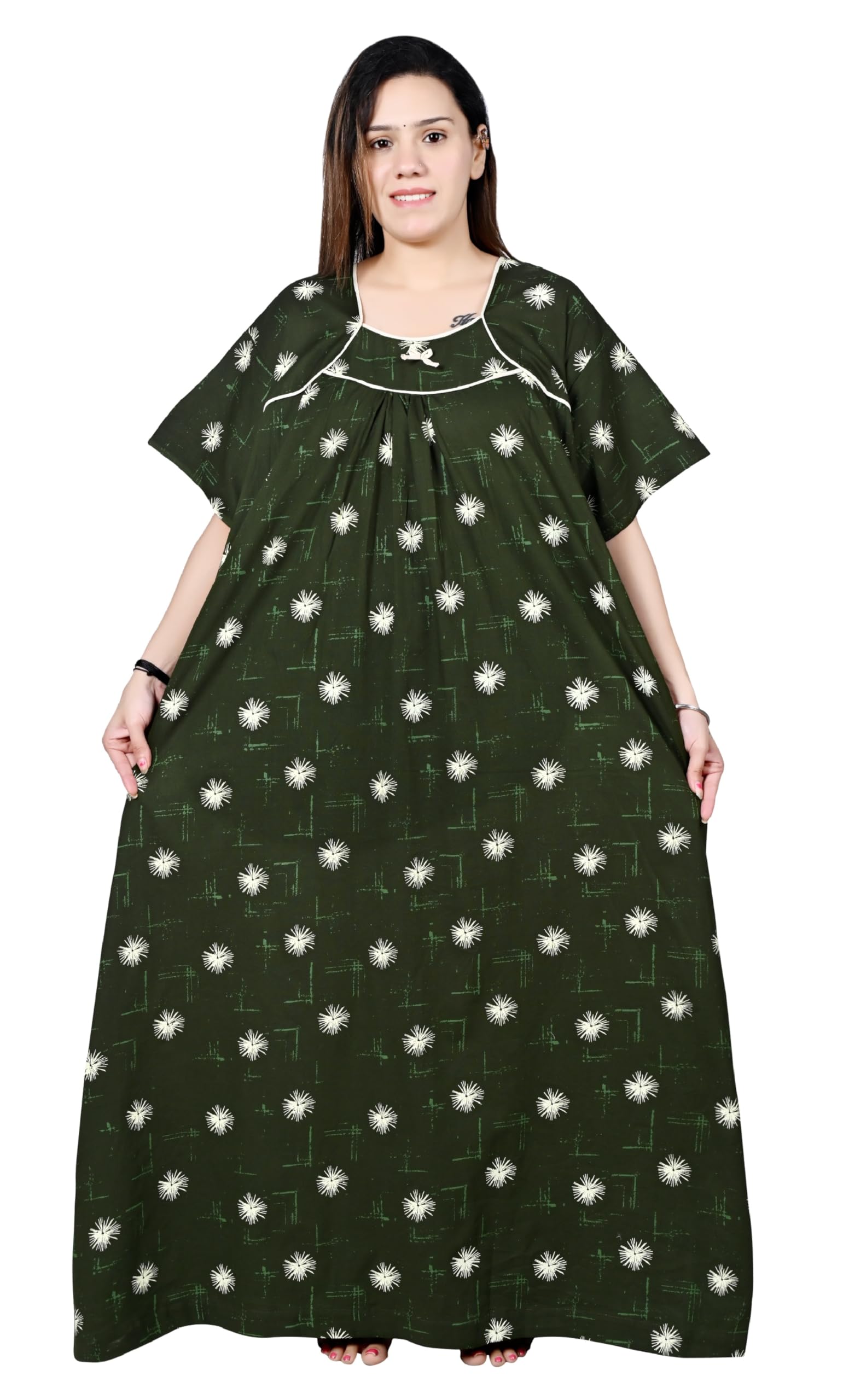 Women’s Plus Size Cotton Nighty | Printed Maxi Gown for Ladies (5XL–10XL) | Soft Breathable Sleepwear | Flowy Full Gheer Night Dress-image-14