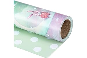 RUSPEPA Bunny Wrapping Paper Roll: Moon Rabbit Pattern, Baby Shower & Birthday Decor