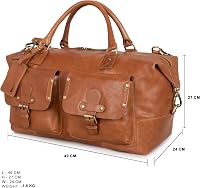 Marc Peter Wax Tan Bőr Utazótáska Férfiaknak Hétvégi Weekender Duffel Bag Nagy XL 4