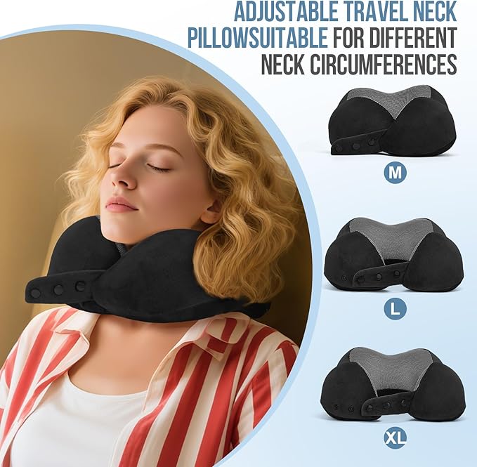 Almohada de viaje Memory Foam ajustable negra miniatura 2