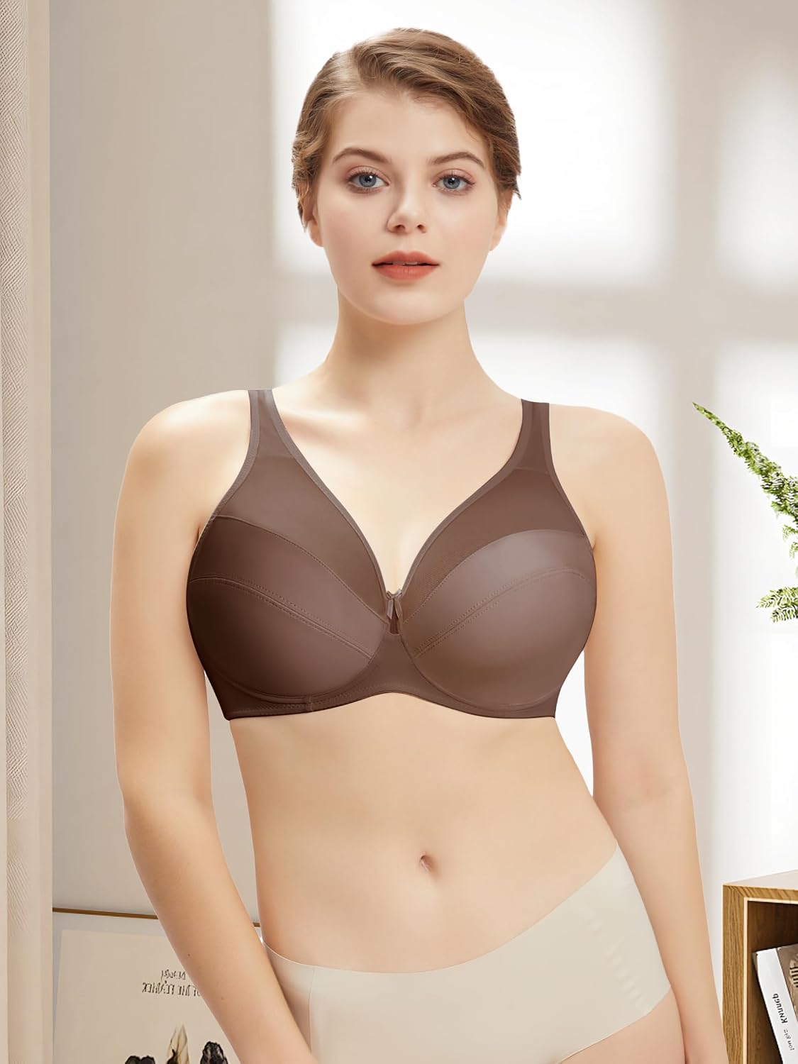 Underwire Minimizer Bras for Women Cross Back Full Coverage Plus Size Non Padded Bra,Lifting Bra for Heavy Breast