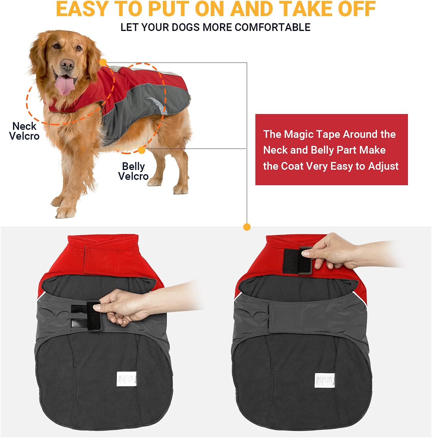 KingCamp Dog Winter Vest Waterproof Dog Coats for Large Dogs Winter Dogs Jacket for Cold Weather XX-Large Red Dog Winter Jackets : Pet Supplies