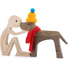 Humen and Dog Craft Figurine Desktop Table Ornament Wood Men Dog Model Creative Home Office Decoration Gift Lovely with Hat and Red ScarfLarge Size