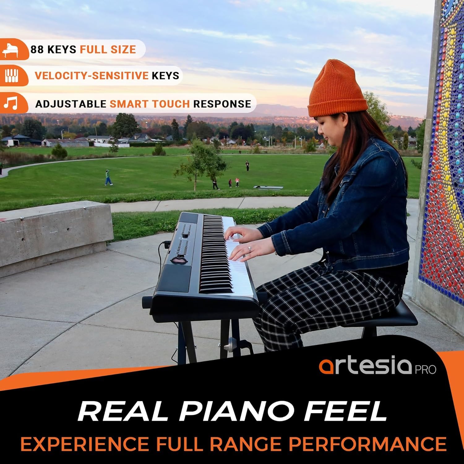 Artesia PE 88 Key Deluxe Digital Piano with ST1 Stand - Black - Image 2 thumbnail