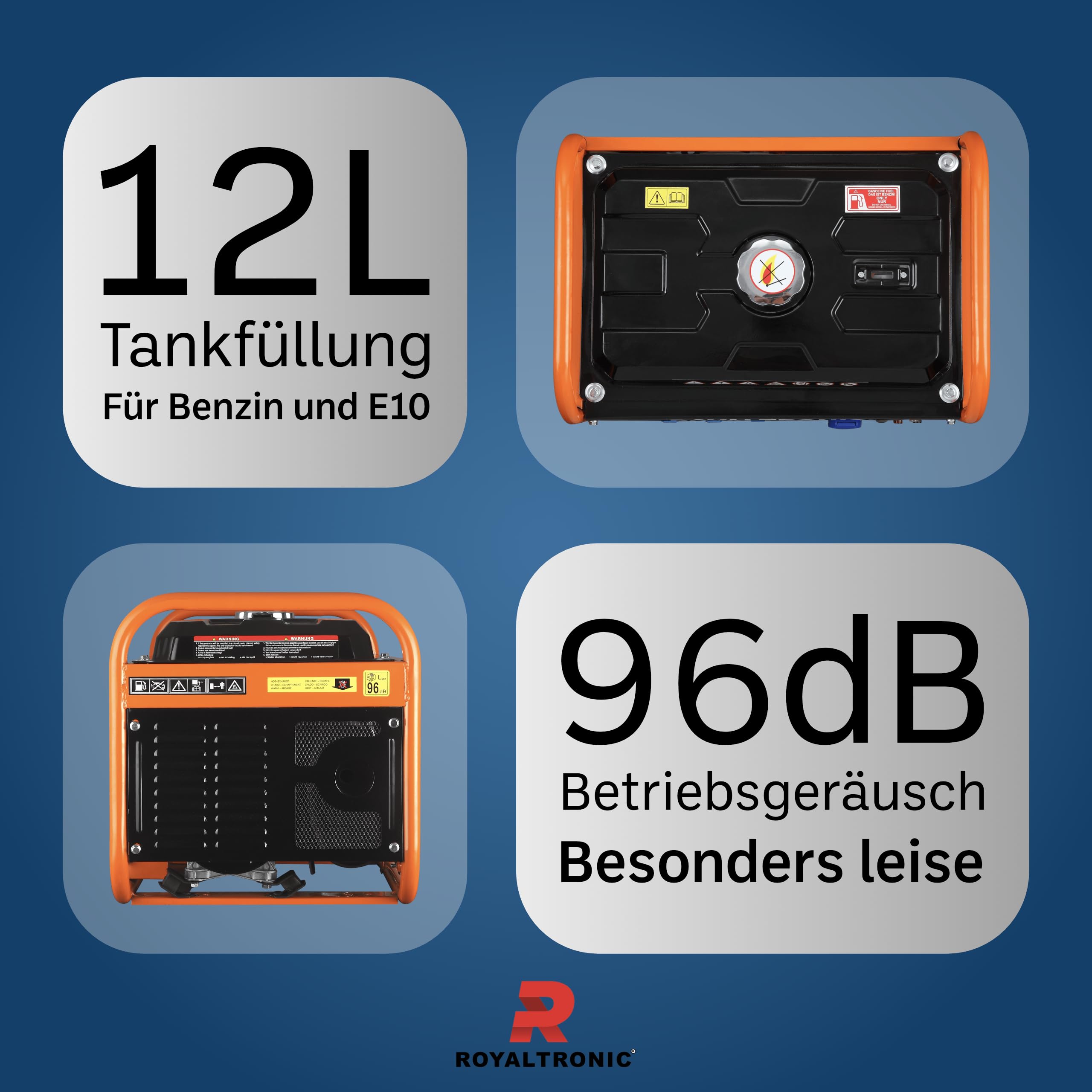 Generator prądotwórczy RT9500E elektryczny start, benzynowy, agregat prądotwórczy, generator prądu z kluczem, w zestawie bateria Euro5