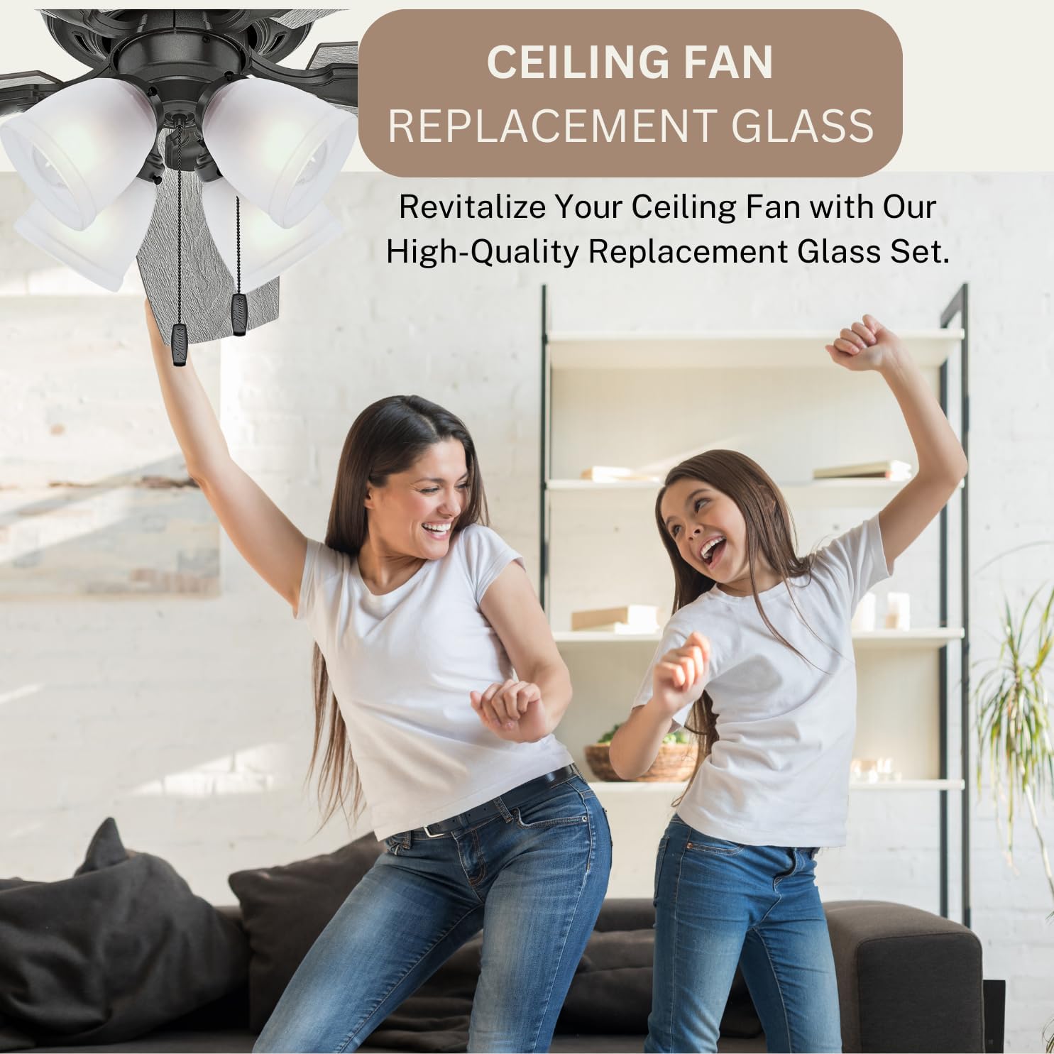 LIGHTACCENTS Ceiling Fan Light Covers - Frosted White Glass 4-Pack, Fixture Replacement Globes & Shades, Ceiling Fan Globe Replacement, Ceiling Light Shade, Light Fixture Cover