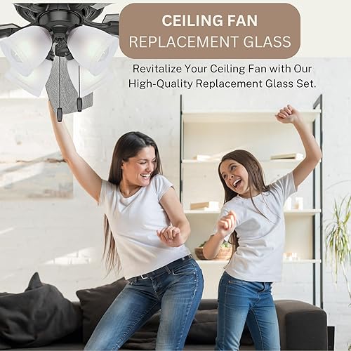 Miniatura 10 de Cubiertas de luz para ventilador de techo - Kit de repuesto de lámpara de pantalla de vidrio transparente para kits de luz de ventilador de techo.