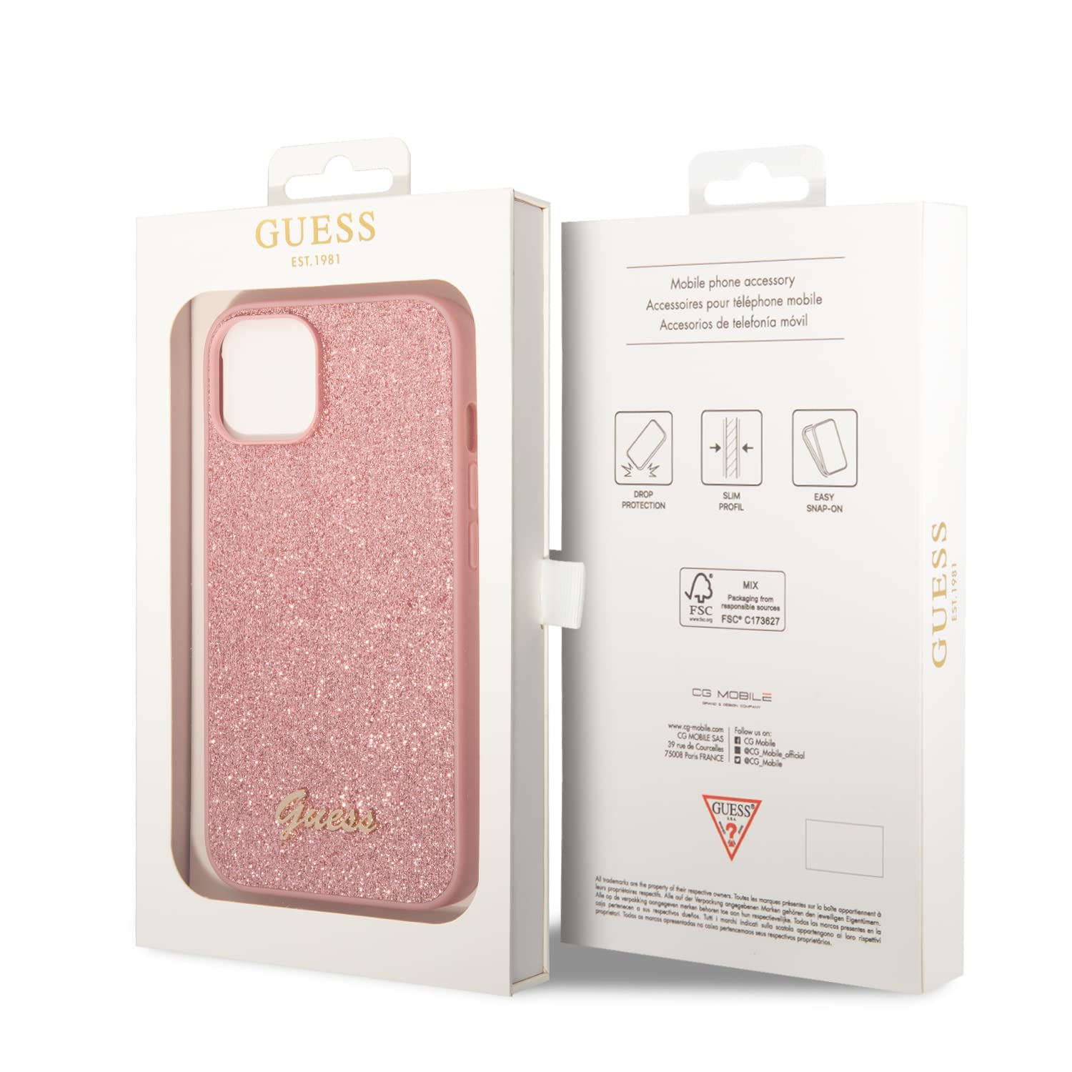 Guess Glitter Flakes Compatible Phone Case for iPhone 14/15