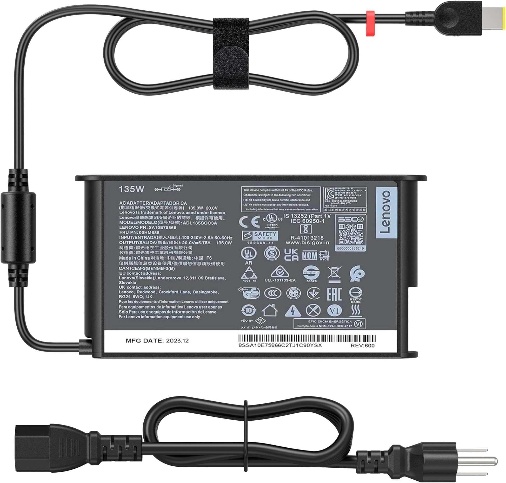 135W Silm charger for Lenovo ThinkPad TT440p T450p T460p T540 T540p T550P W510 W540,20V/ 6.7A AC Adapter for Lenovo IdeaPad Y40-70 Y50-70 Y70-70 Y520-15 Y700-15ISK Legion Y520 Y530 ADL135NDC3A