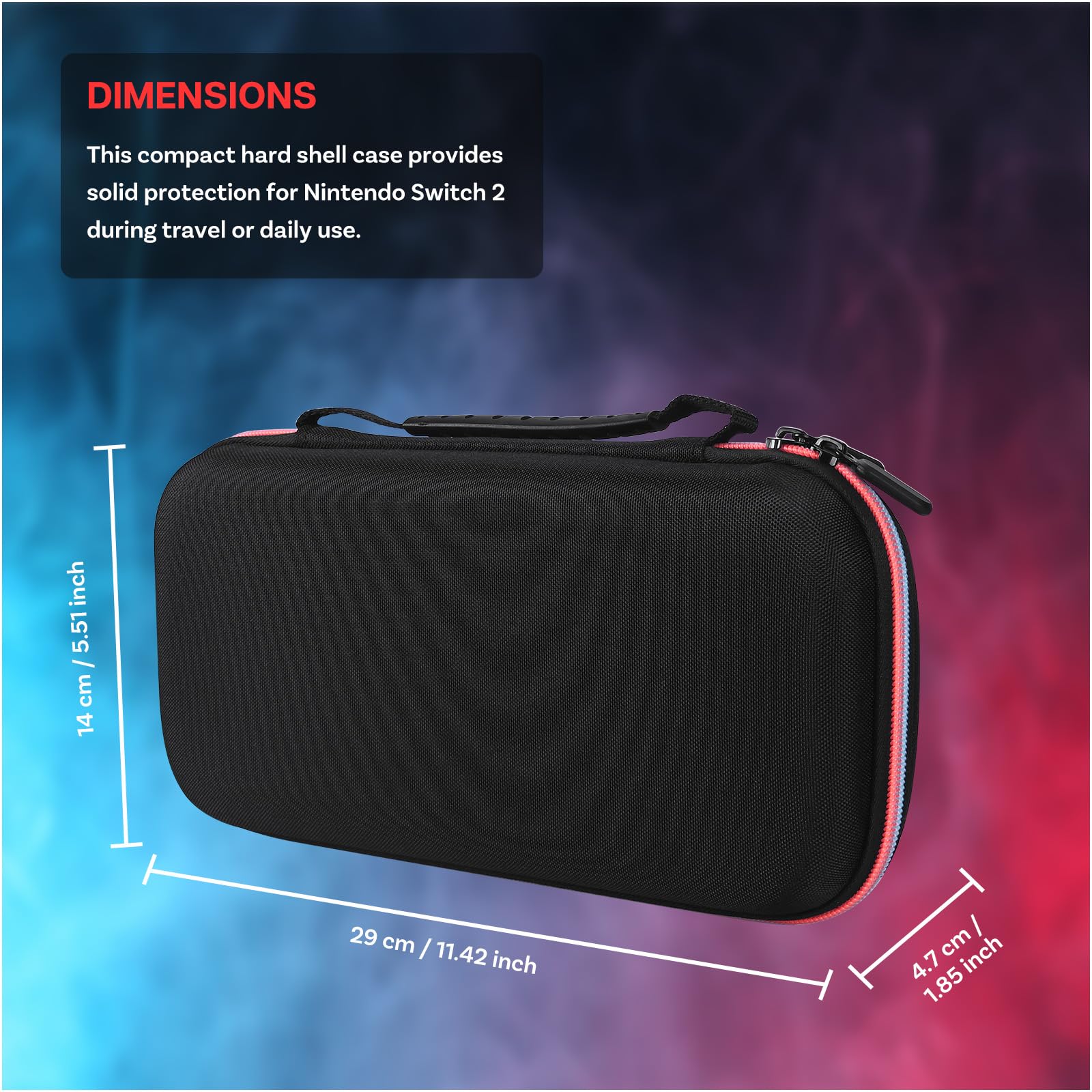 Etui Podróżne do Nintendo Switch 2 od MMOBIEL – Kompaktowy Twardy Futerał z 10 Miejscami na Karty Gier, Kieszenią z Siatki, Miękką Wyściółką i 2 Szkłami Ochronnymi – Pokrowiec Ochronny – Czarny