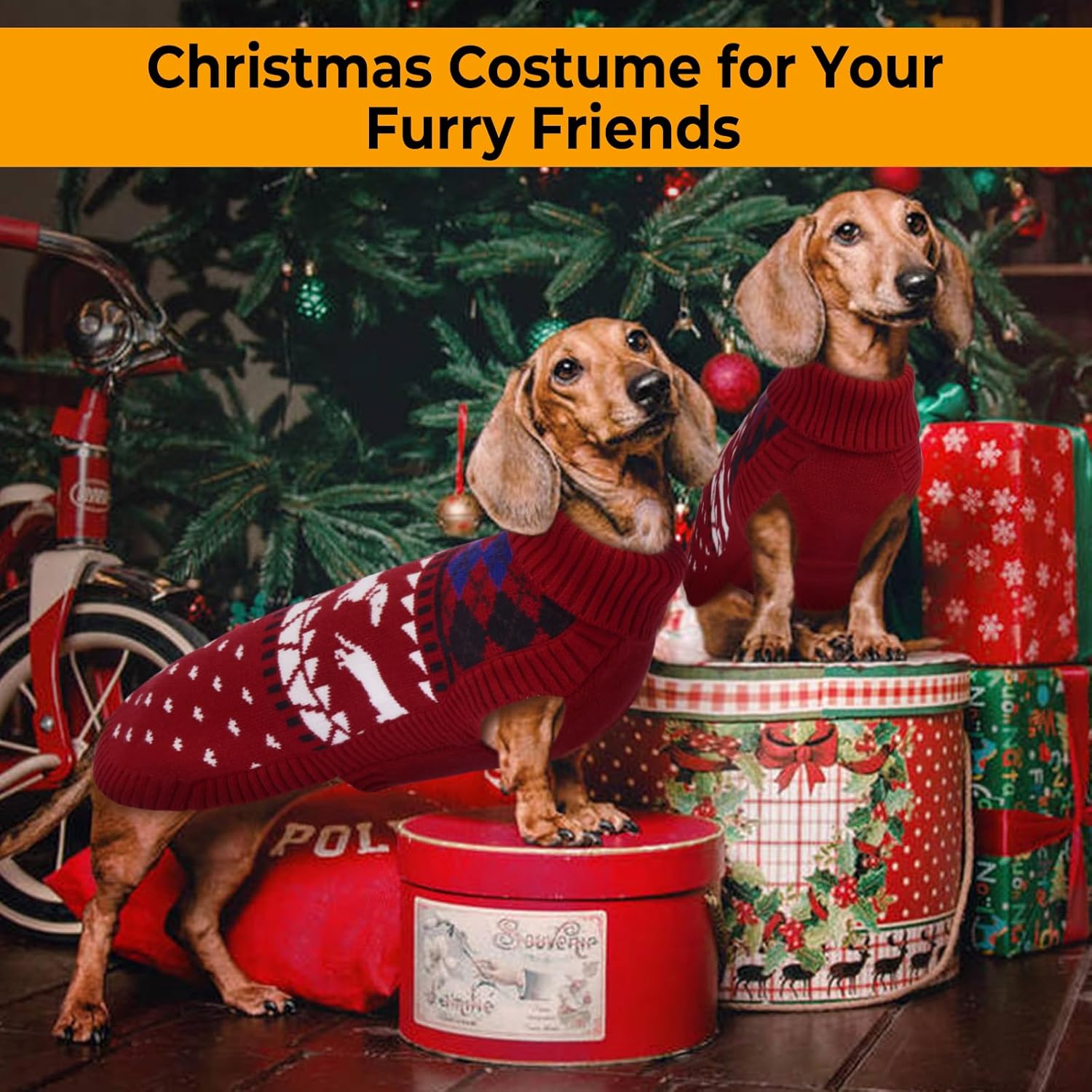 Lelepet Dachshund Sweater, Turtleneck Dog Sweaters for Small Dogs, Warm Pullover Knitted Pet Coat, Cold Weather Dachshund Clothes, Fall/Winter Cozy Outfit (XS-XL)