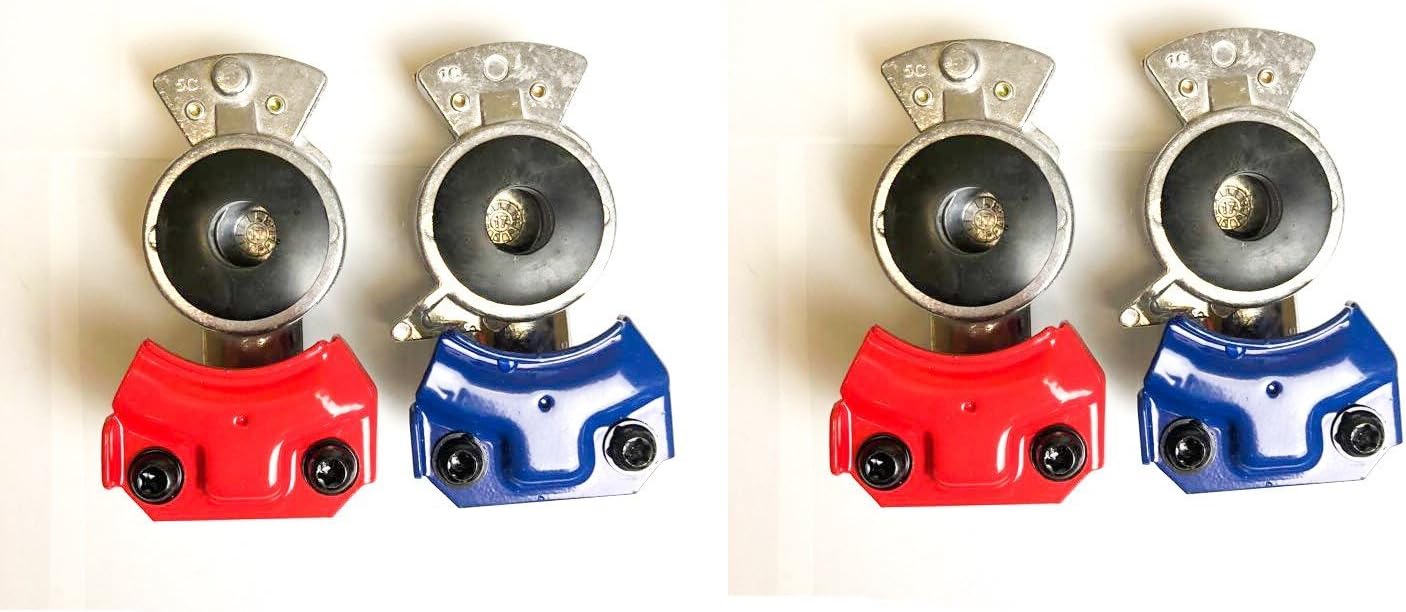 Aluminum Glad Hands Air Hose Brake Coupling Emergency Handshake for Semi Truck Trailers RVs 2X Blue-2x Red