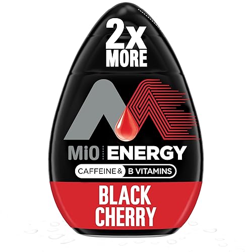 MiO Energy Black Cherry - Potenciador líquido de agua con sabor natural, 8 unidades, 3.24 onzas líquidas