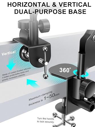 Tablet Stand Holder for Bed,Folding Tablet Holder for Desk,Flexible Tablet Arm Clamp Compatible with iPad/iPhone15/iPad Pro/N-Switch,Kindle Fire,or others 4.5~12.9 Inch-Reading,Watching Black