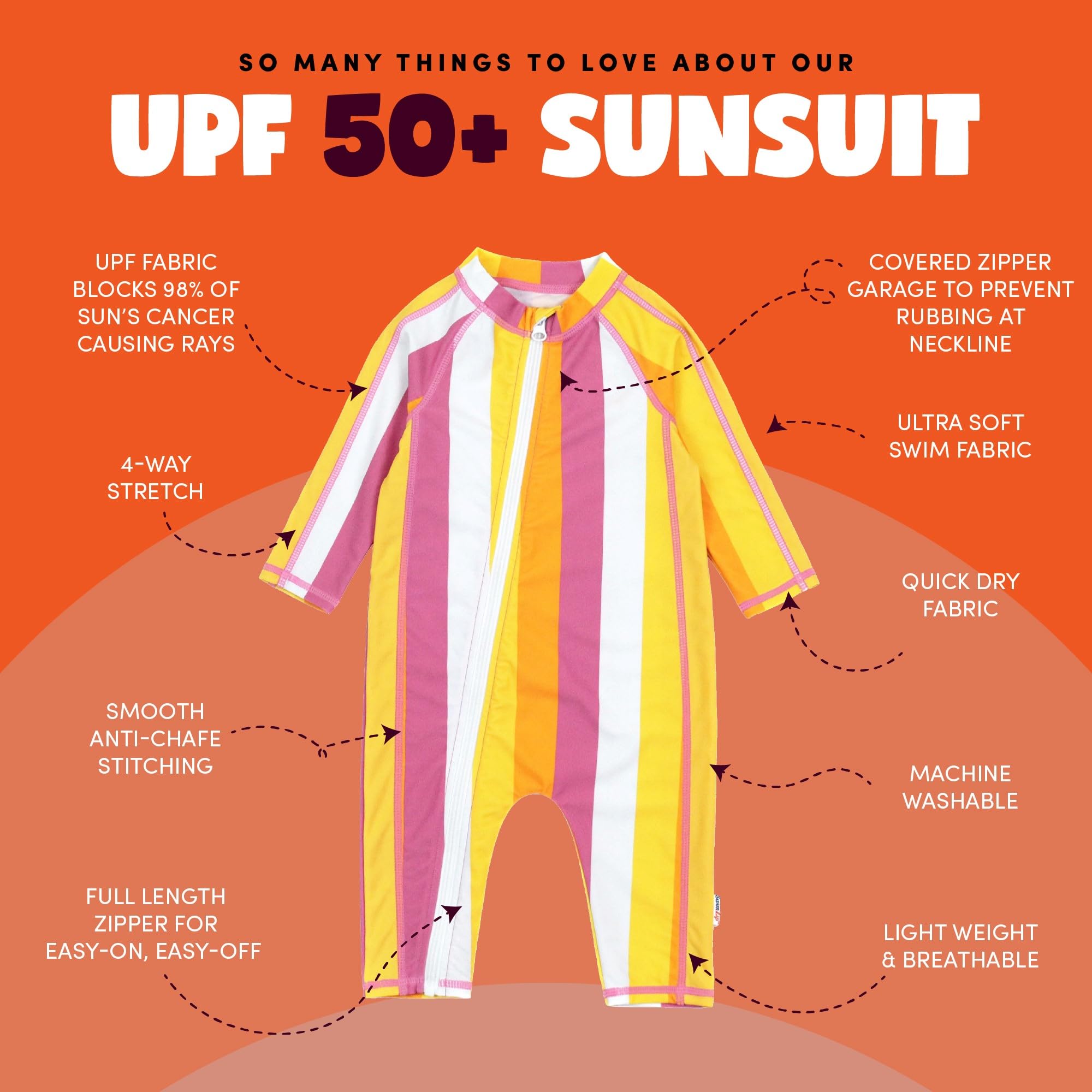 SwimZip Girls' Long-Sleeve UPF 50+ Swimsuit for Baby, Toddler, & Little Girls