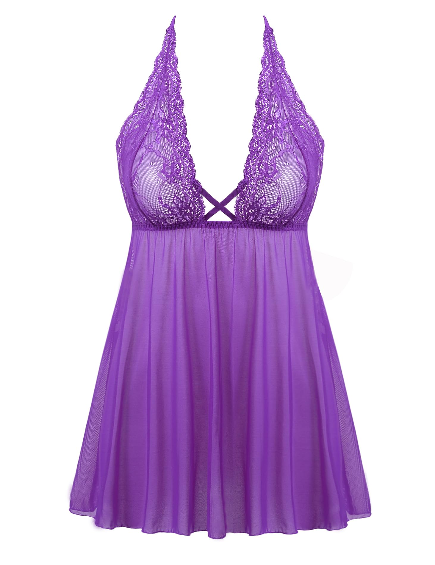 Amorbella Women Babydoll Lace Lingerie Set Chemise Teddy Nightwear