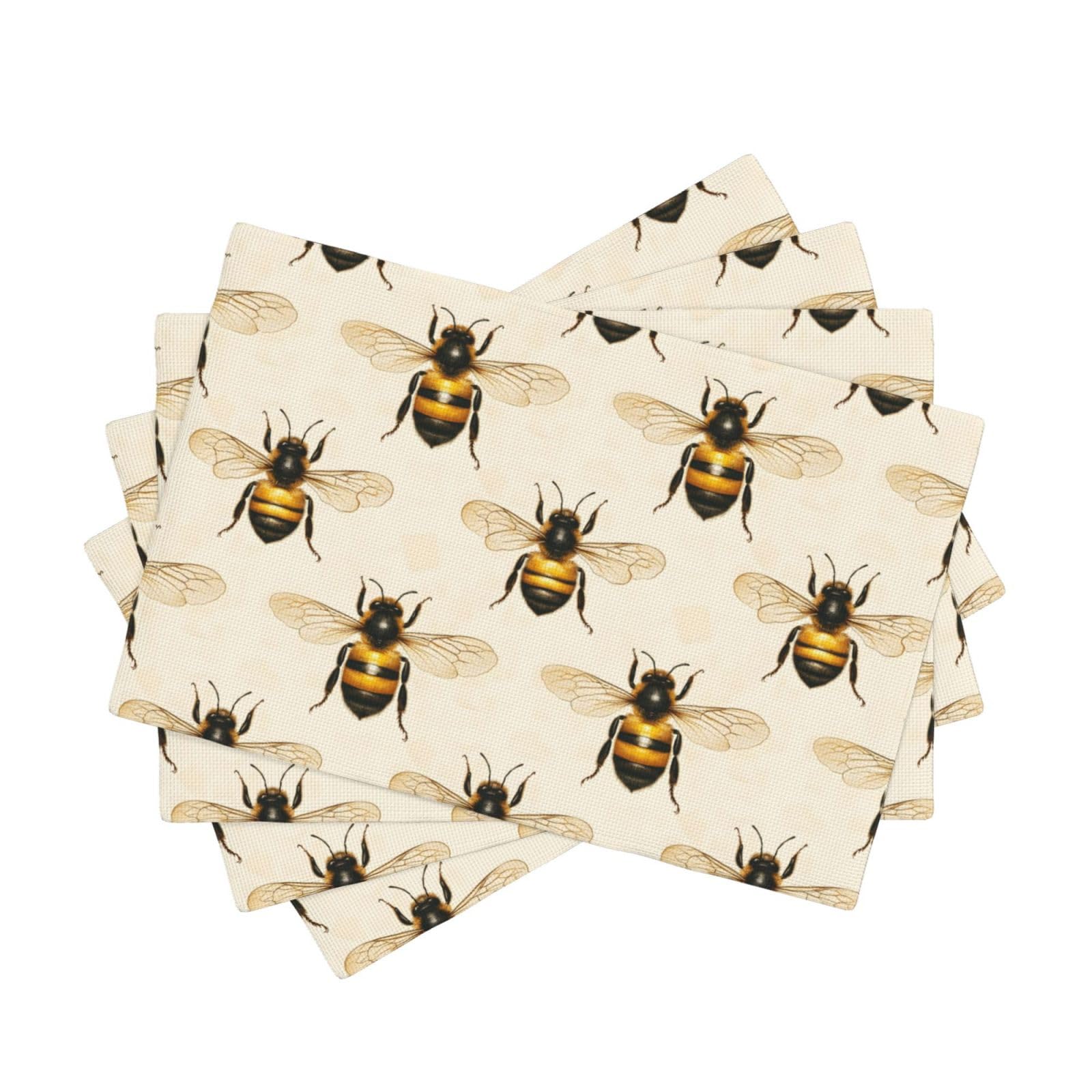 Set de table de salle à manger 30x45cm motif abeille mignonne en tissu lavable lot de 4
