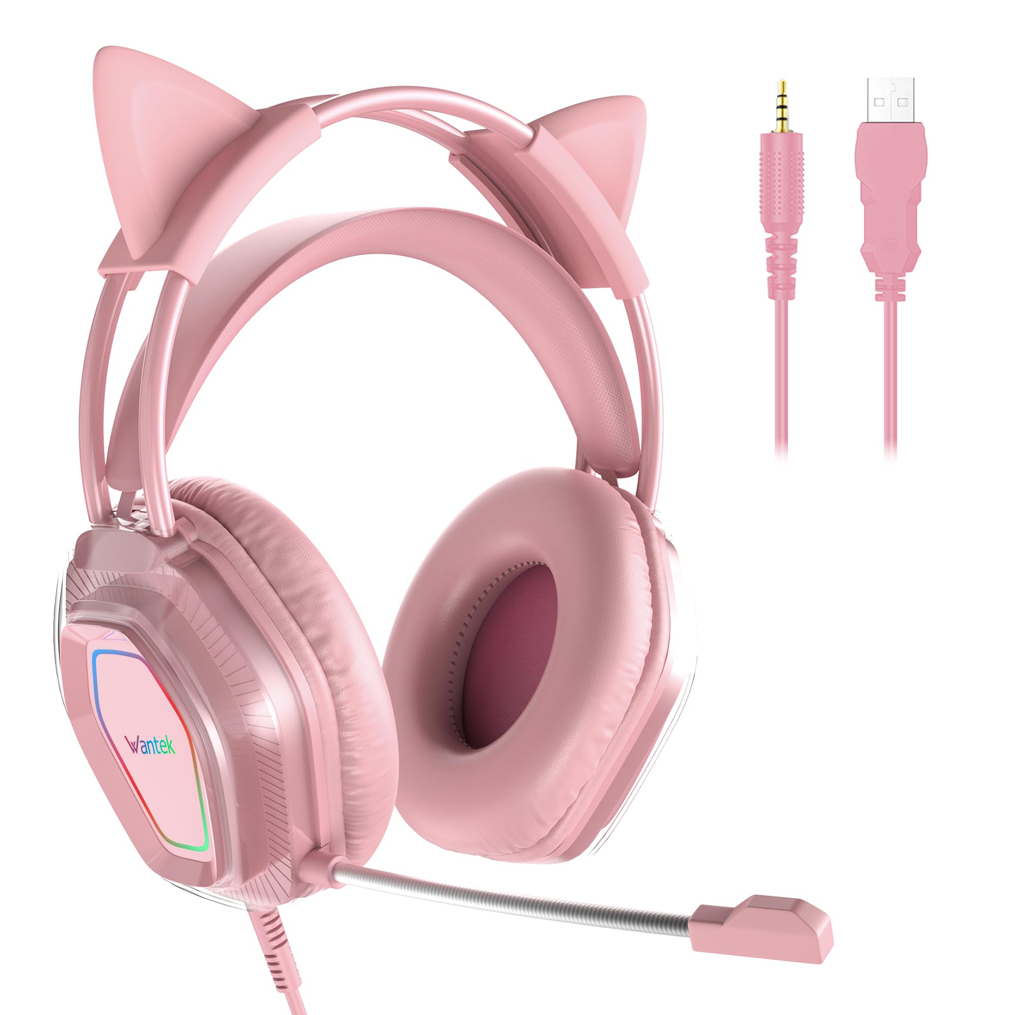 Amazon.com: Wantek Cute Cat-Ear Gaming Headset - 50mm Drivers