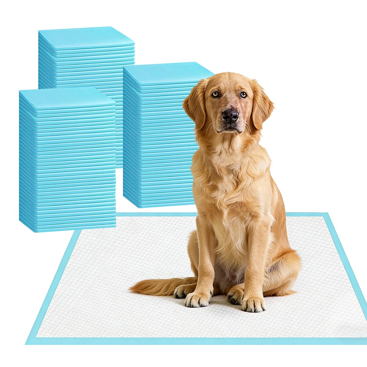 Welpenunterlagen & Hunde Trainingspads 60x60cm 100 Stück Einweg PIPI Matten, 6-lagige, Ultra saugfähig, auslaufsicher, geruchsneutral, Blau, Wickelunterlage für Welpen und Hunde