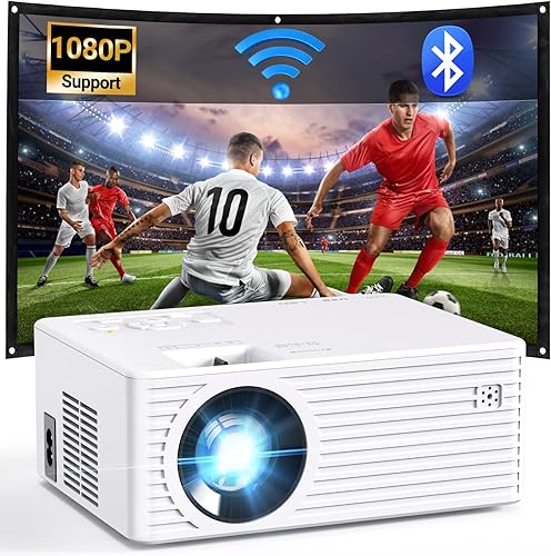 Miniatura 1 de Mini proyector con WiFi y Bluetooth con trípode proyector para exteriores Full HD 1080P proyector de película real Full HD compatible con TV Stick
