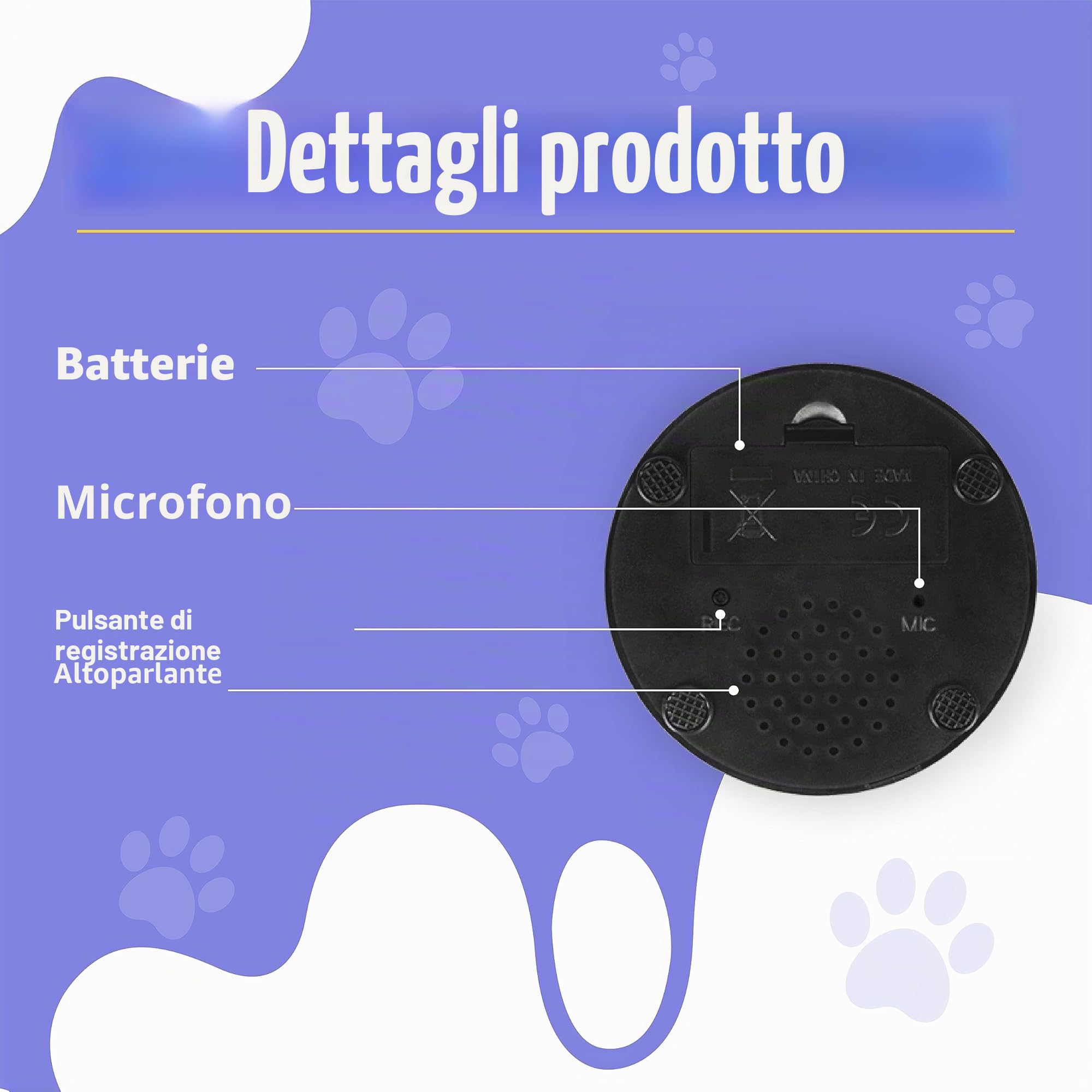 SUHSAI cicalini registrabili per Animali Domestici Buzzer per Cane con Funzione di Registrazione di 30secondi Strumento di Comunicazione per Animali Pulsante per Cani e Gatti-Confezione da 4