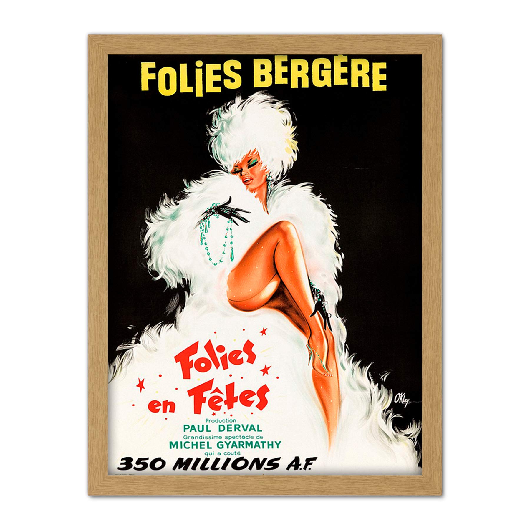 Wee Blue Coo Folies Bergere Theatre Cabaret Artwork Framed Wall Art Print 18X24 Inch