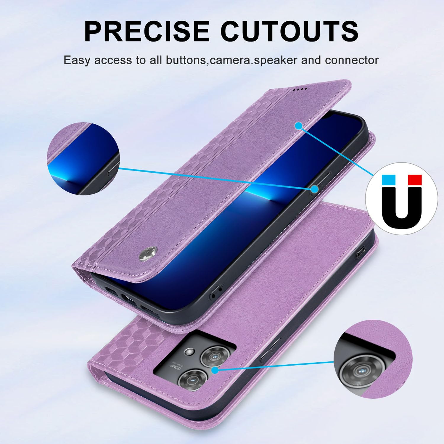 JIUNINE Cover per Motorola Edge 40 Neo, Custodia Interno TPU Antiurto Portafoglio con Disegni di Farfalla [Carta Fessura] [Supporto Stand] Cover Libro in PU Pelle per Moto Edge 40 Neo, Viola