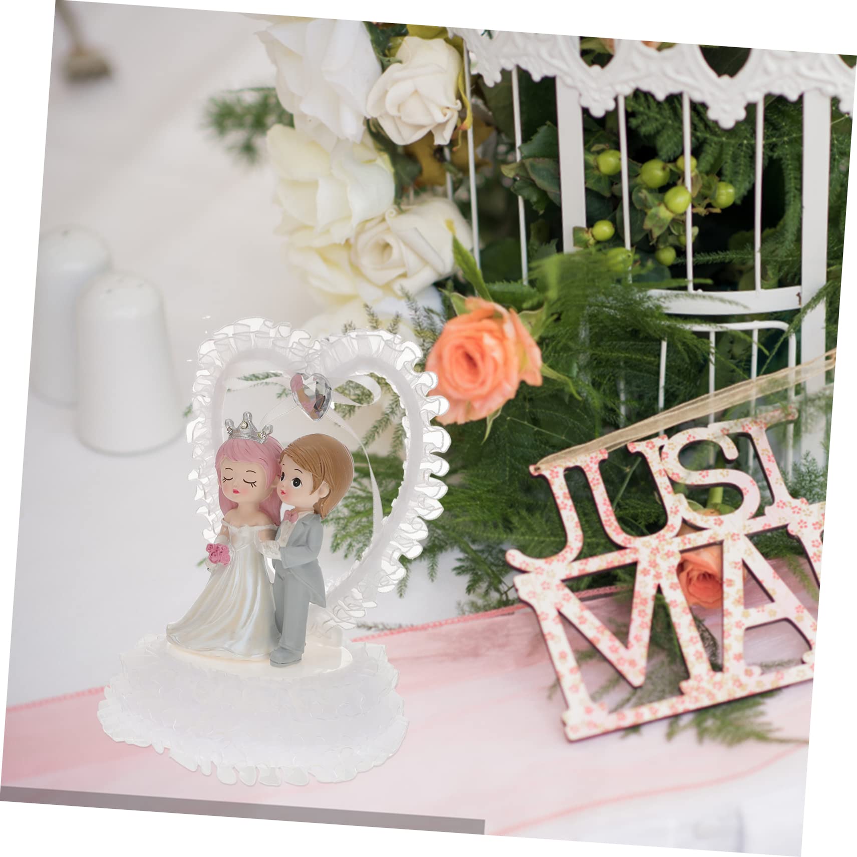 STOBAZA Adorno para Novia y Novio de Plástico para Decoración de Boda | Figura Forma de Pareja, Acabado Romántico, Uso en Dormitorios y Eventos, Fácil de Limpiar