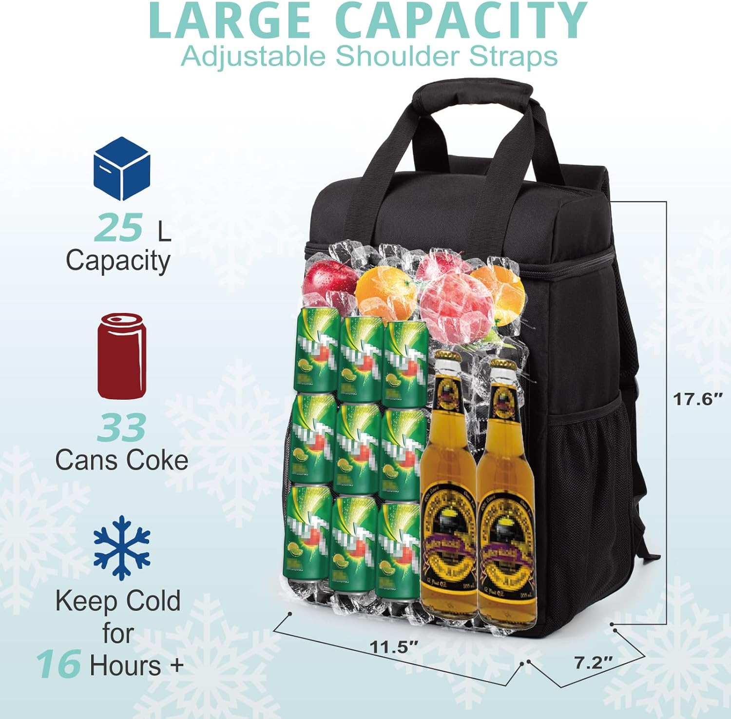 Cooler Backpack with Padded Top Handle, Lightweight Back Pack Coolers Insulated Leak Proof, Large Capacity Ice Chest for Women Men Beach Camping Picnic Fishing Hiking - Image 4