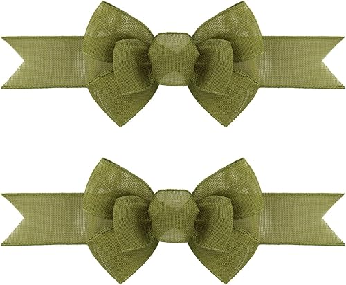 Miniatura 152 de 2 lazos de arpillera de Navidad, hechos a mano, prefabricados para coronas, adornos decorativos grandes de Navidad, decoración de árbol, lazos