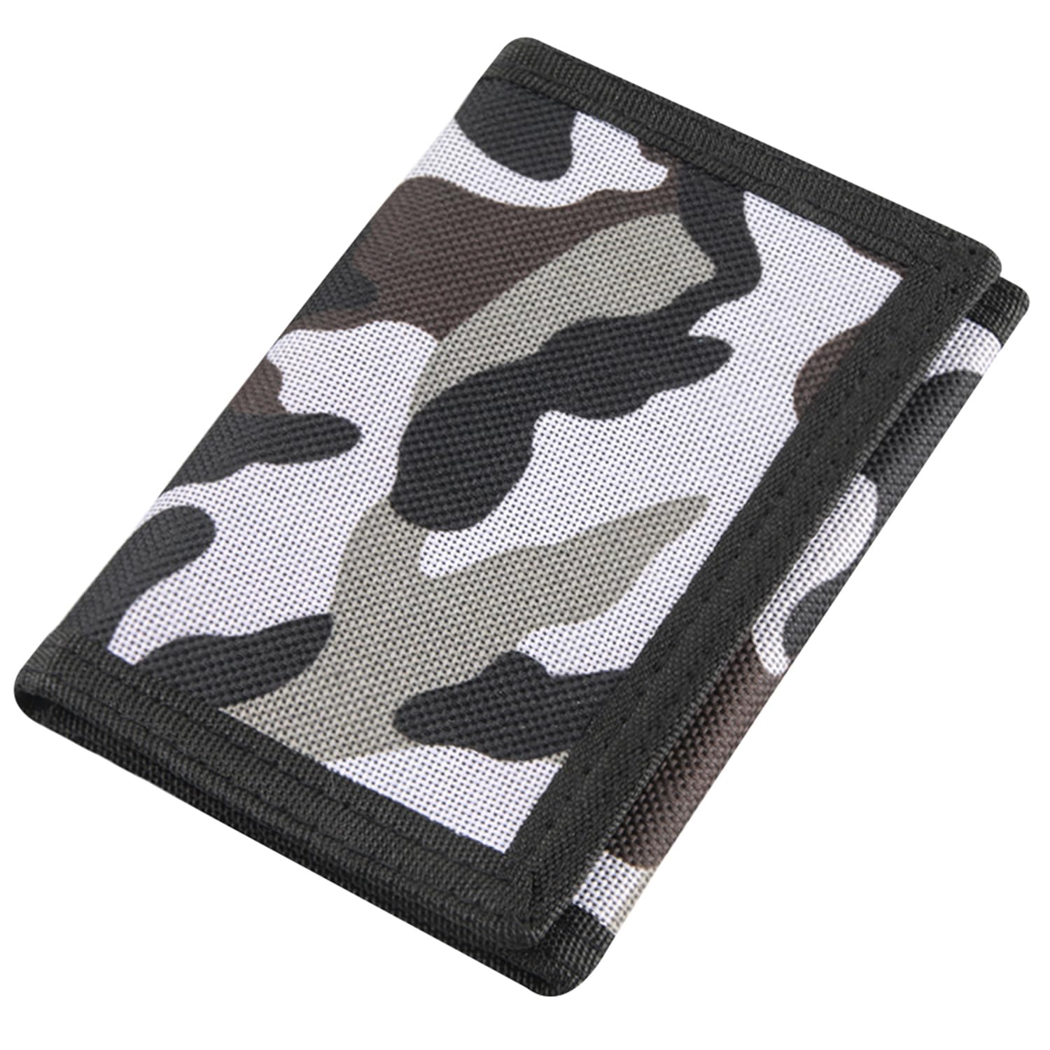 NEICY RFID Blocking Canvas Wallet for Men and Women - Camo Trifold Outdoor Sports Wallets with Magic Sticker for Teen Kids (Camo Grey02)