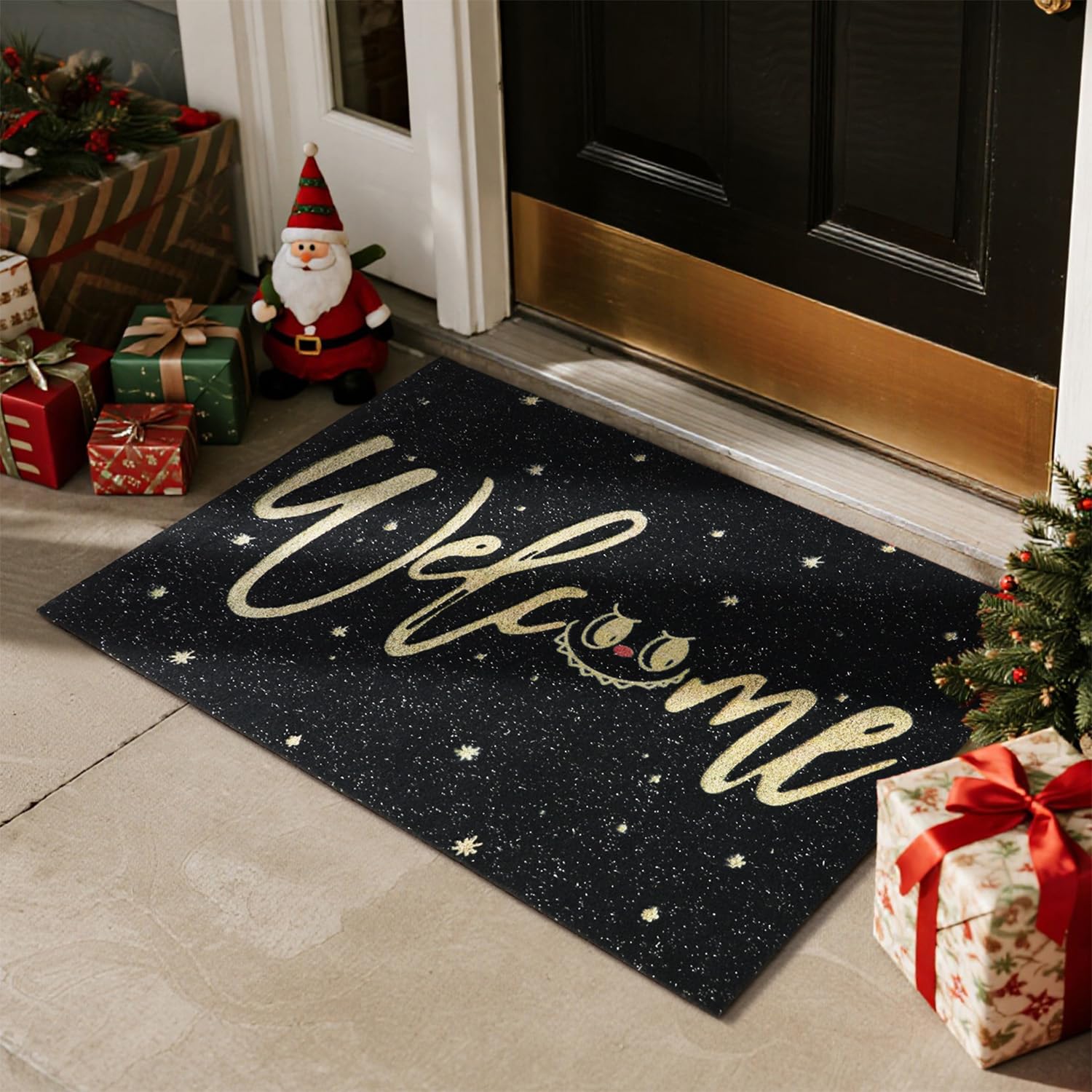 Welcome Mat Front Door Mat Indoor Outside Entrance, Absorbent Heavy Duty Doormat with Non Slip Backing Entryway Rug for Front Back Door, 17" x 30",