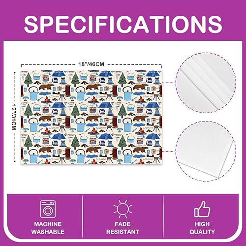 Miniatura 8 de jejeloiu Juego de 4 manteles individuales panda de 12 x 18 pulgadas, bonitos manteles de animales para mesa, decoración de animales de cerezo,