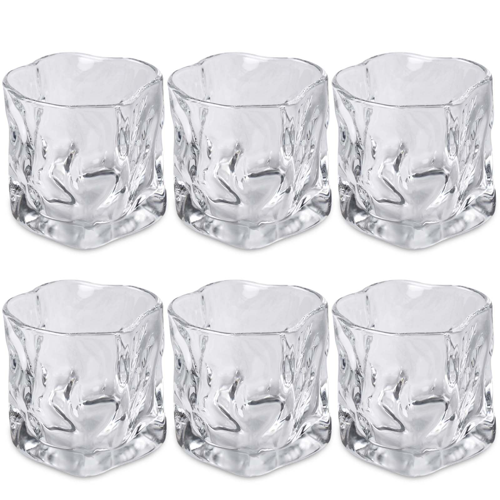 Set di 6 bicchieri da 200 ml, bicchieri da whisky, bicchieri da whisky con cristalli irregolari, bicchieri di cristallo, bicchieri da caffè freddo, bicchieri da cocktail, bicchieri da tè, succo di