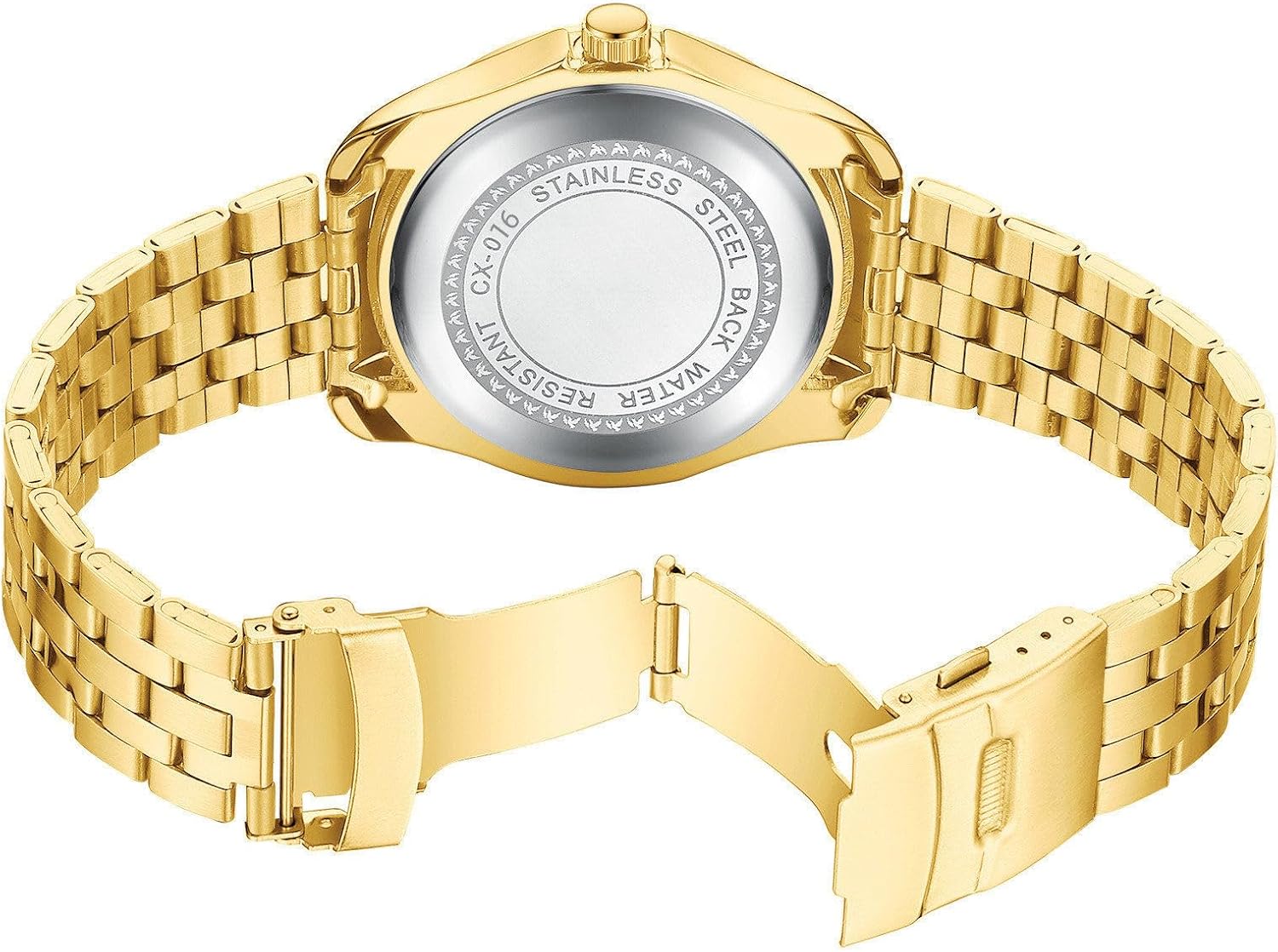 JewelryWe Gold Watches for Men: Detachable Stainless Steel Strap Quartz Analog Luminous Hands 3 ATM Waterproof Business Date Wristwatch for Formal Casual Occasions Christmas for Valentine's Day
