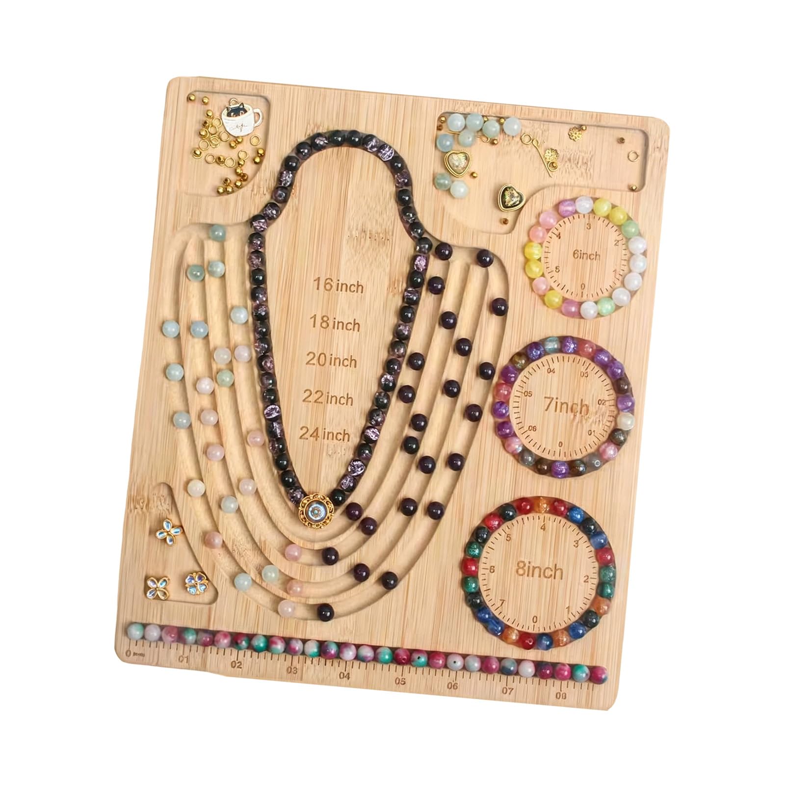Limtula Wooden Jewelry Beading Board for Jewelry Makers, and Necklace Layout Tray with Compartments for Bead Sorting Necklace Beading Board