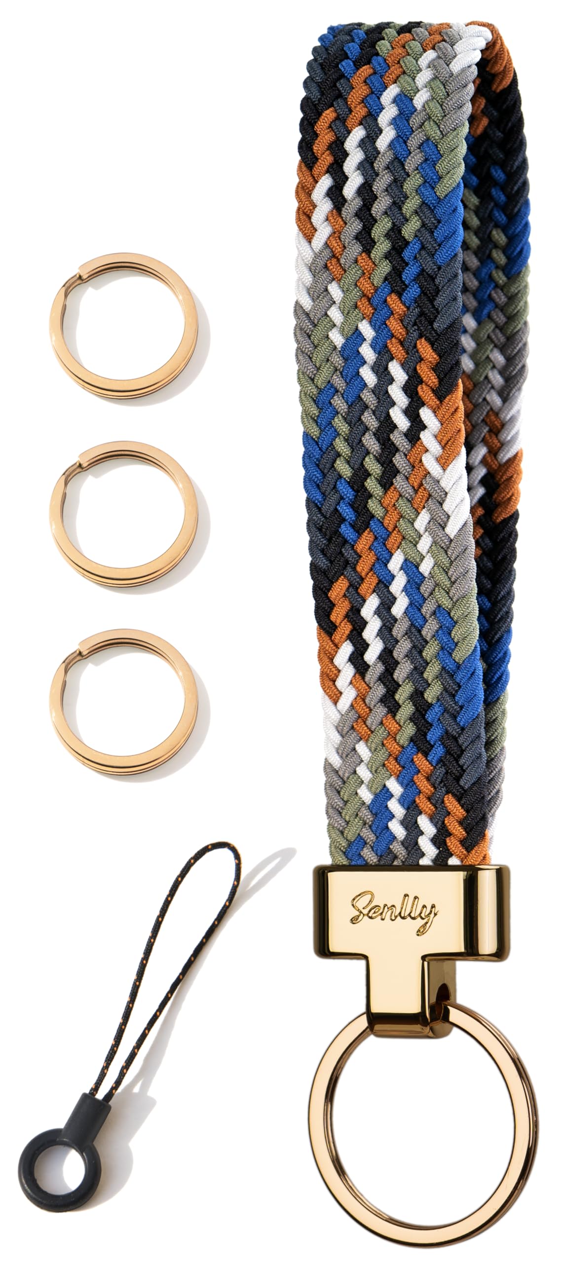 Senlly Unisex R004 Denim Multin Color Wristlet Lanyard, Stretchy Keychain Holder, Original Elastic Anti-Drop Design Keyring