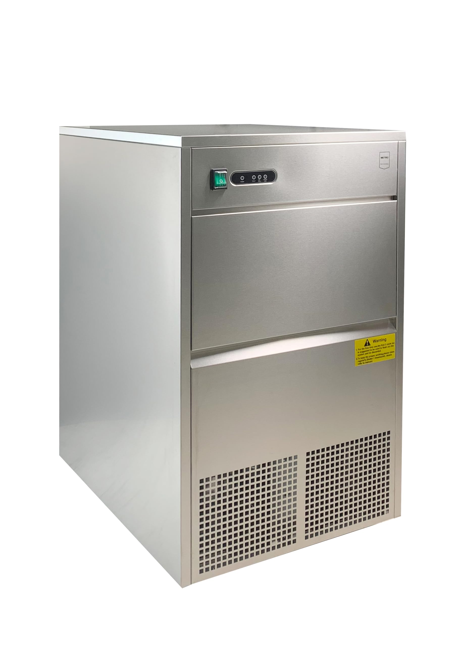 METRO Professional Macchina per cubetti di ghiaccio GIM1050B, acciaio inox, 260 W, 50 kg/24 h, cubetti a forma di proiettile, argento (60.4 x 49.8 x 83.1 cm)