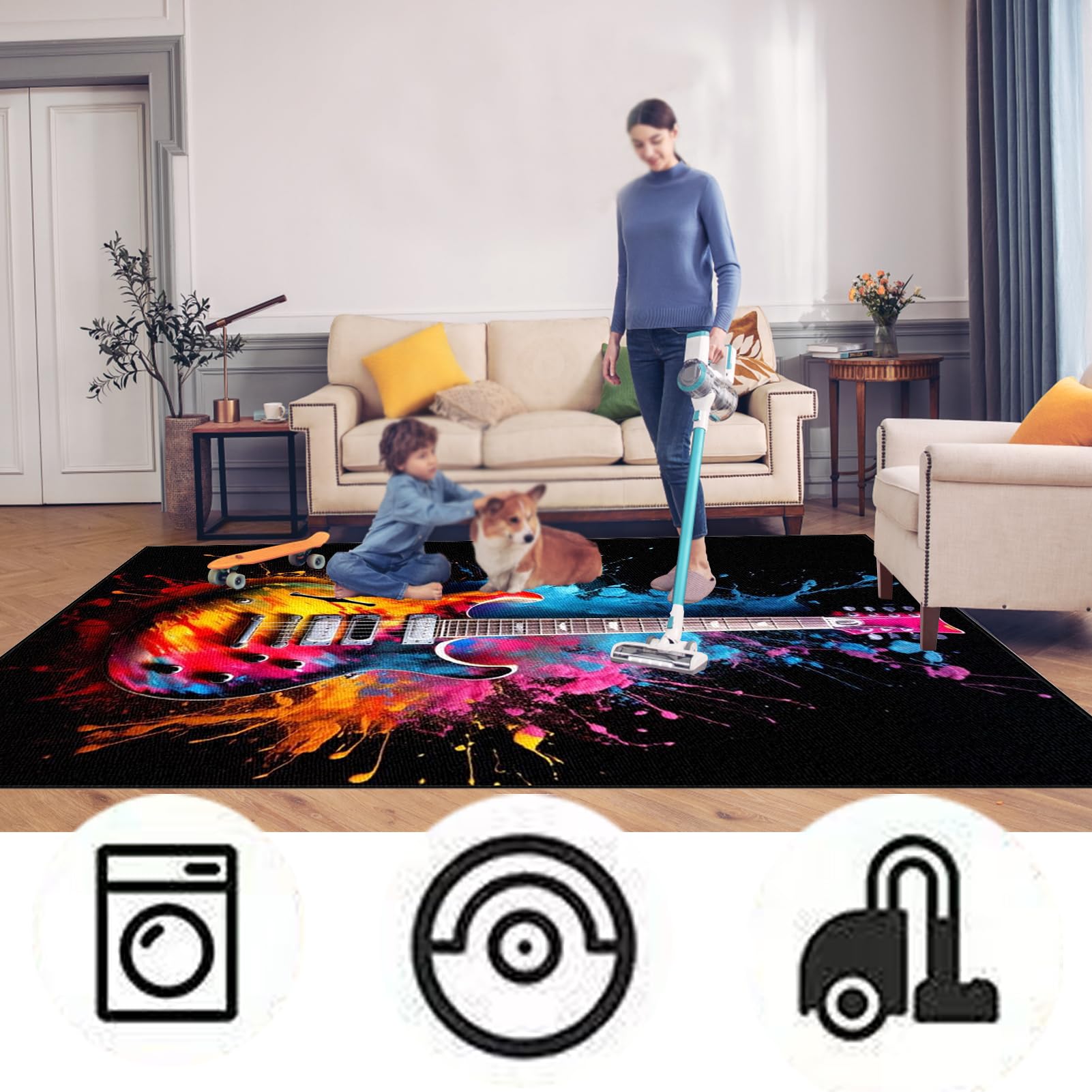Tappeto per Batteria Insonorizzato Tappetino Tamburo per Batterie Acustica elettroniche Rullante Snare Drum Grancassa Tappeto Antiscivolo Tappetini per Batterie Tappeto Drum Carpet 230 x 180 cm