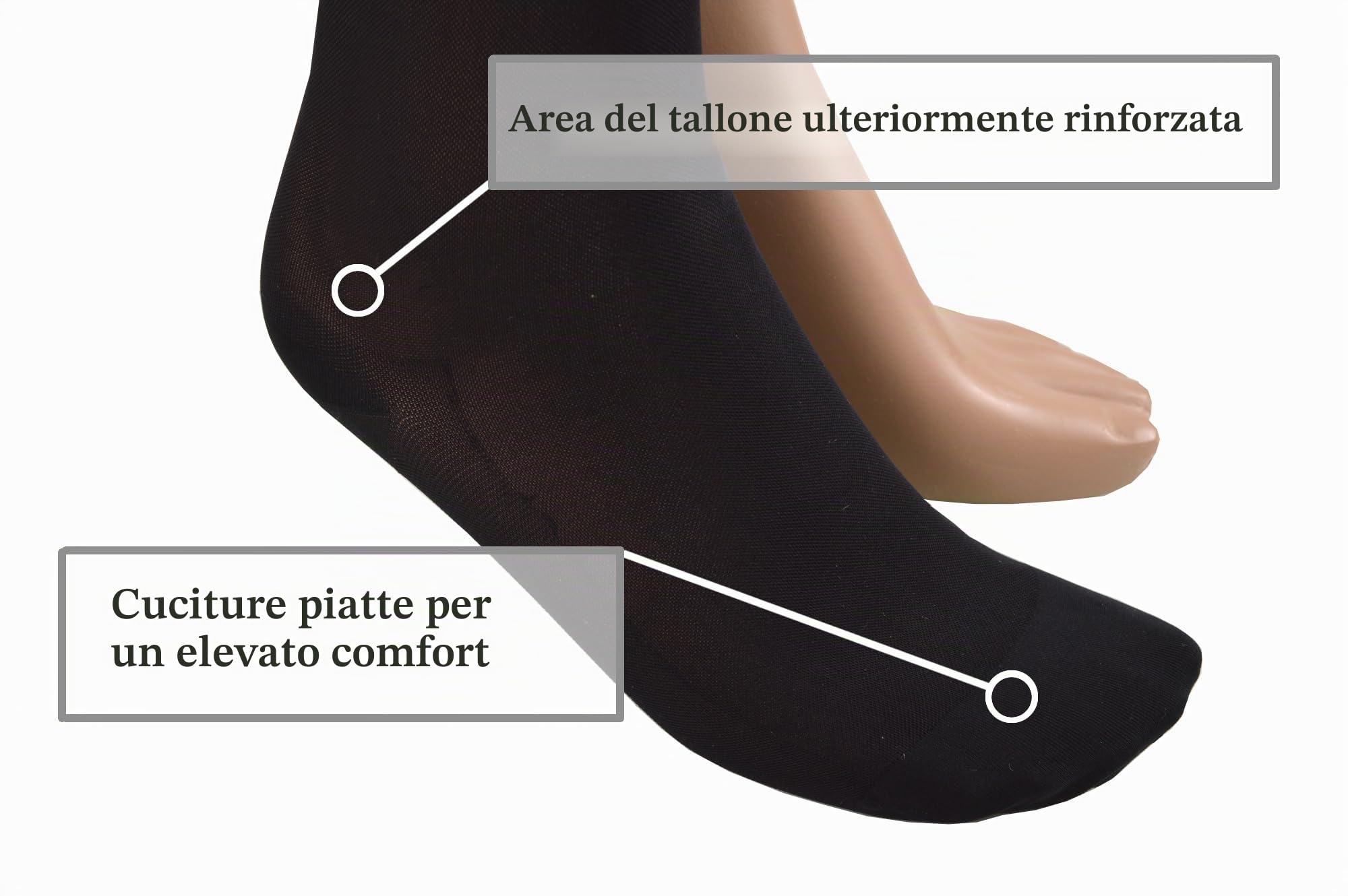 Gambaletti Compressivi Classe 2, 23–32 mmHg, 170-182 cm/L, Nero | CCL II, punta chiusa, per donna e uomo, calze medicali contenitive per varici