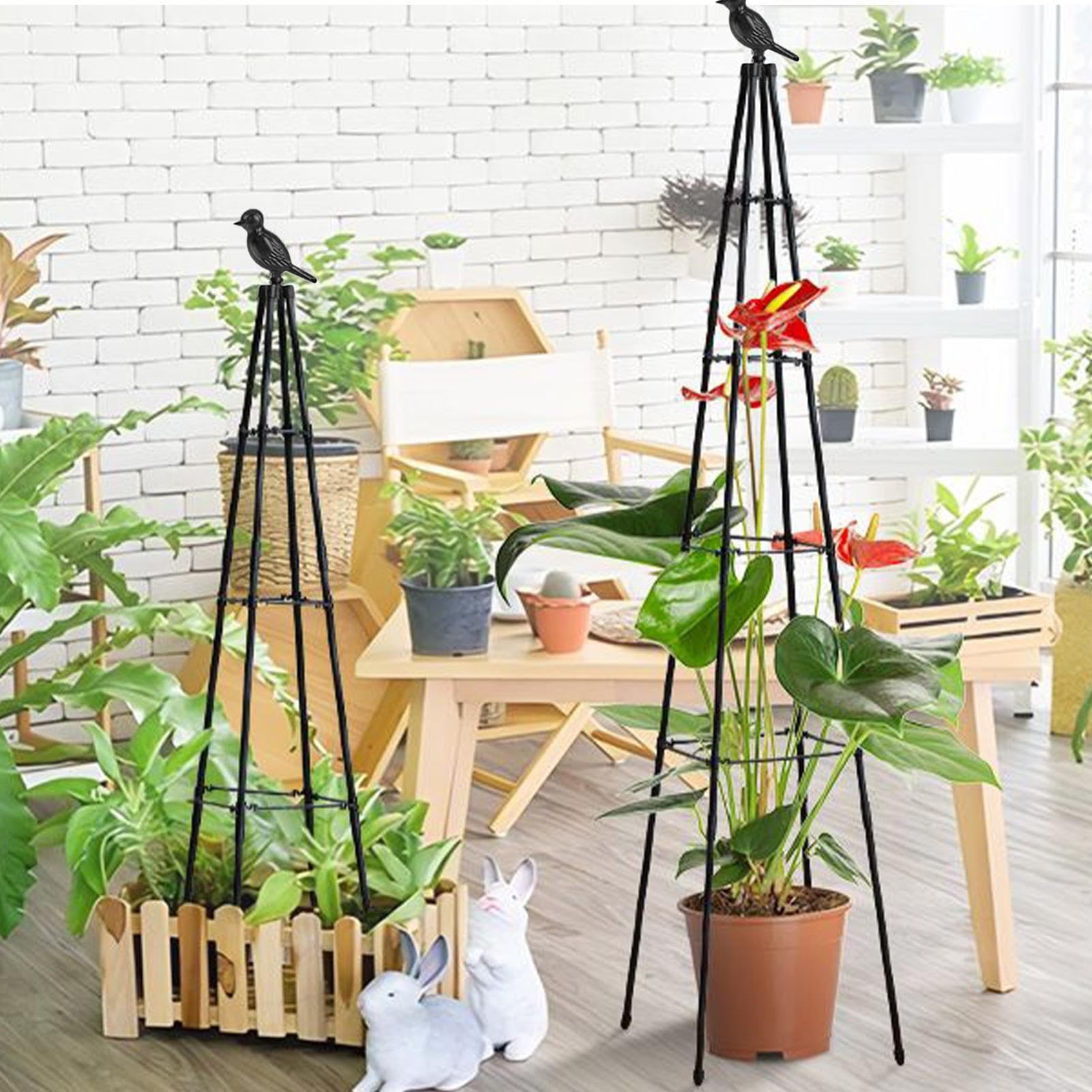 Tuteur Obélisque de Jardin Cage de Support Vertical en Métal