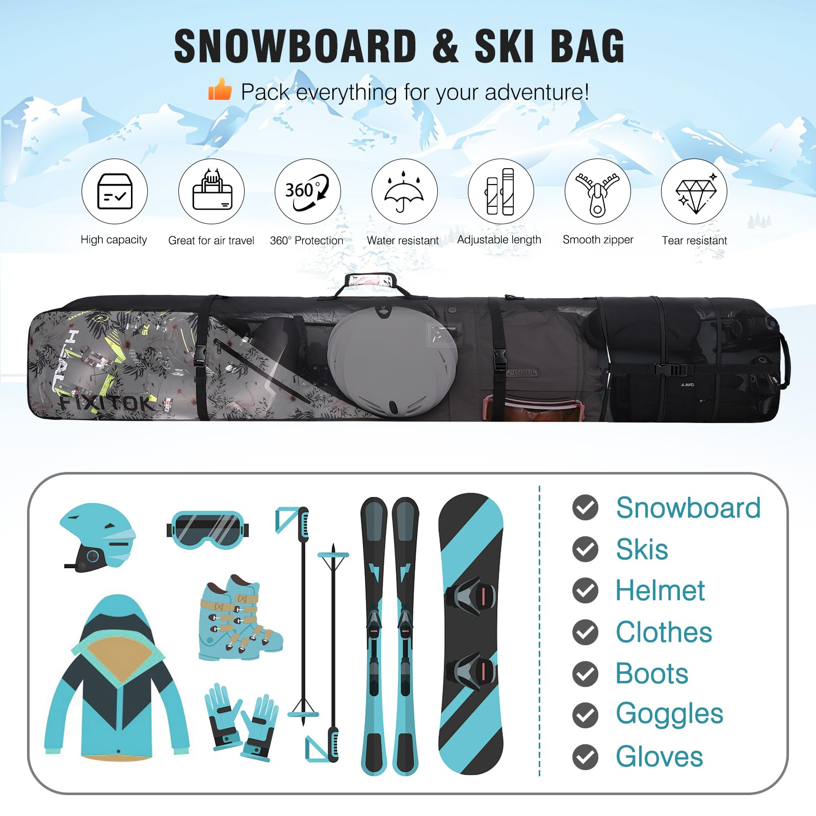 FIXITOK Bolsa de snowboard