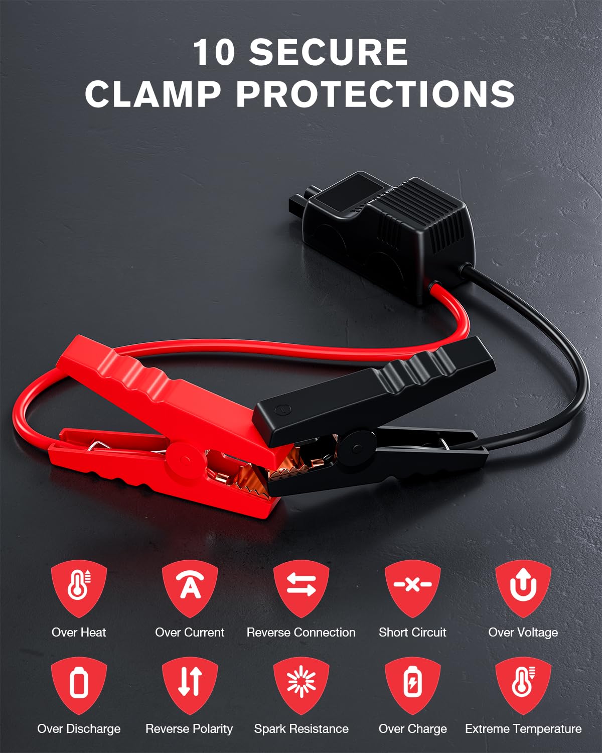 Povasee Starthilfe Powerbank für Pkw, 6000A Booster Auto Starthilfe (bis zu 10L Benzin/8L Diesel), Starter Powerbank mit Starthilfekabel, 12V Kfz Jump Starter mit LED und 2 USB-Ausgänge