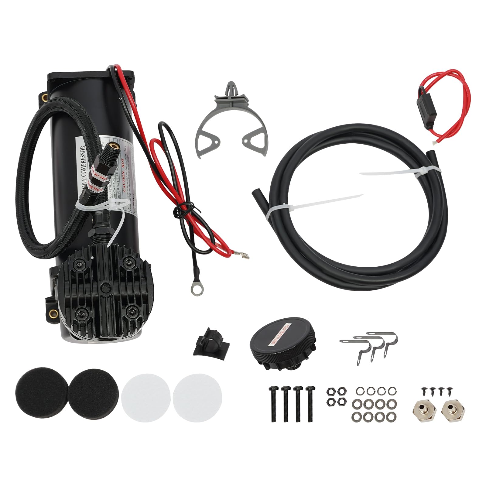 Eieblek Black Air Compressor, 12V Portable Air Ride Suspension Compressor, 1/4 Npt Air Tube Head, 200 Psi Max Working Pressure For Auto, Motorcycle