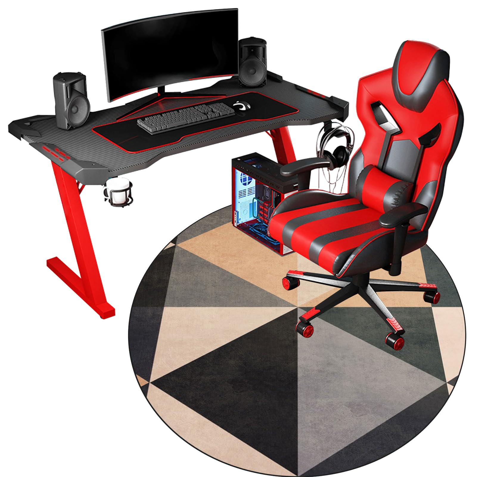 Runde 160cm Schwere Bürostuhlmatte für Bodenbelag und Hartholzböden, rutschfeste Bürostuhlmatte für Zuhause und Büro Gaming Teppichschoner & Bodenmatte für Bürostuhl