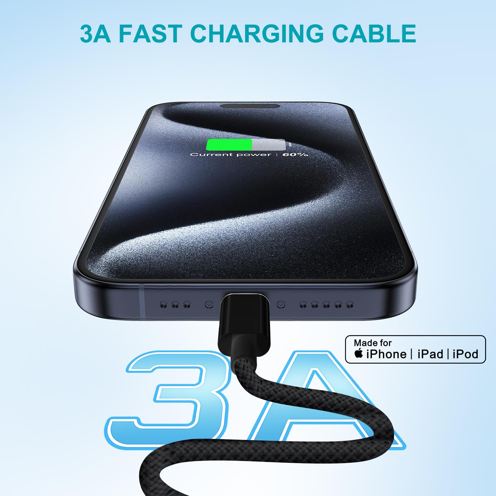 Câble iPhone 1M Lot de 2 [Certifié Apple MFi],Cable Chargeur i Phone Cable Lightning USB Cable USB Nylon Fil Cordon Chargeur Rapide pour iPhone 14/13/12/11 Pro Max/X/XS/XR/8/7/6 Plus/SE
